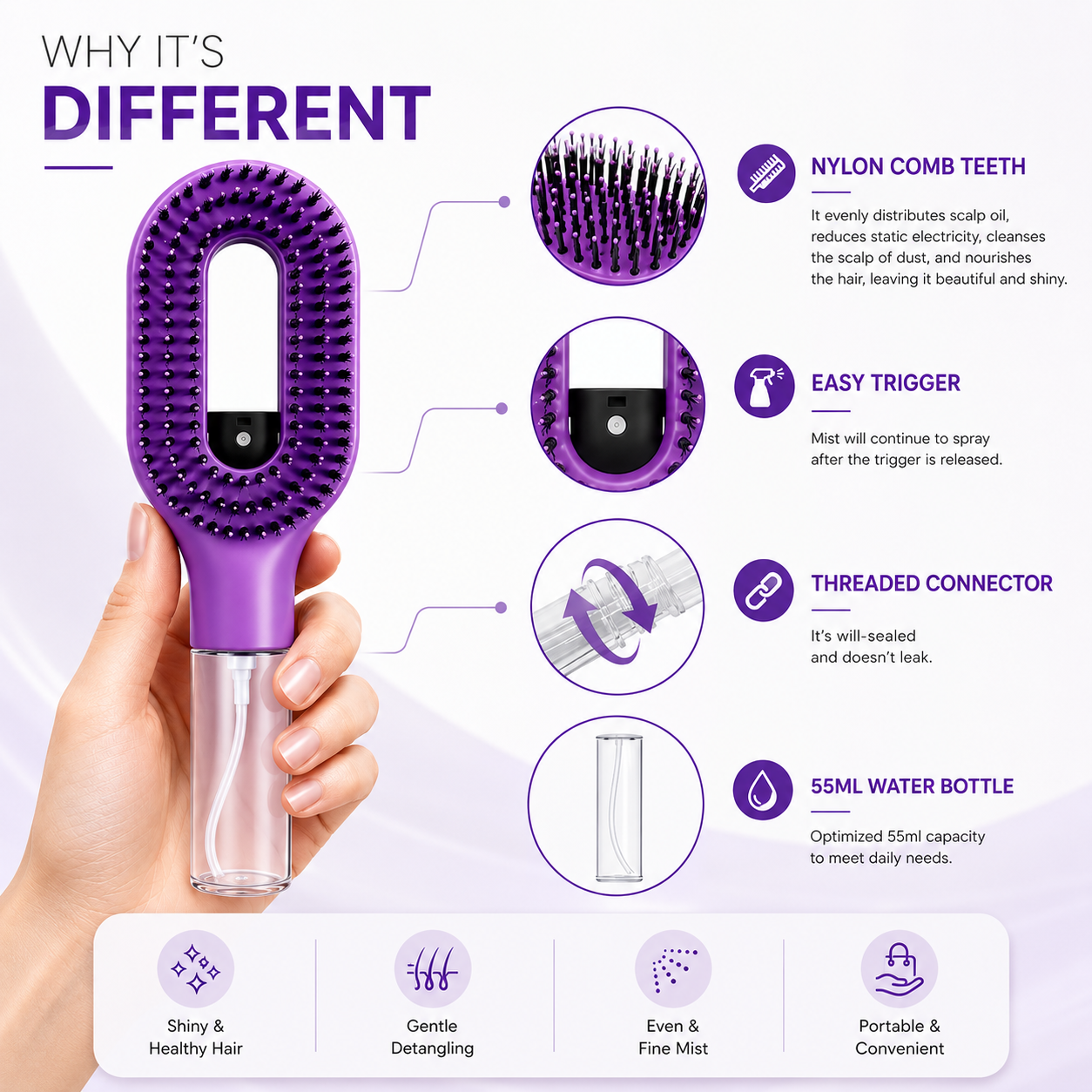 MistBrush™ 2 in 1 Spray Comb