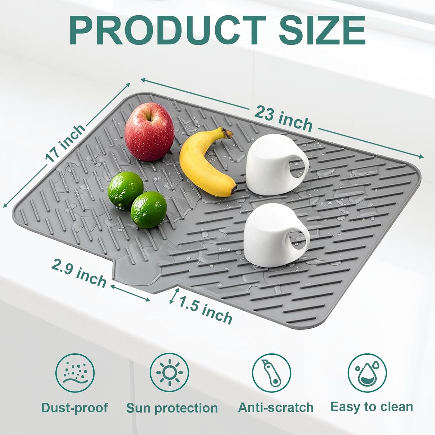 DryDock™ Silicone Dish Drying Mat (23" x 17")