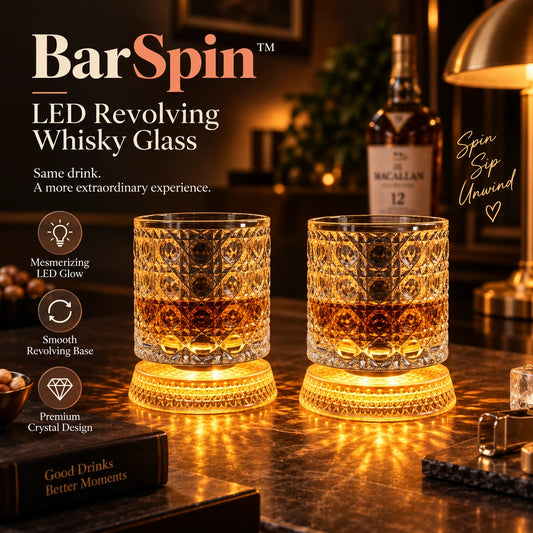 BarSpin™ LED Revolving Whisky Glass