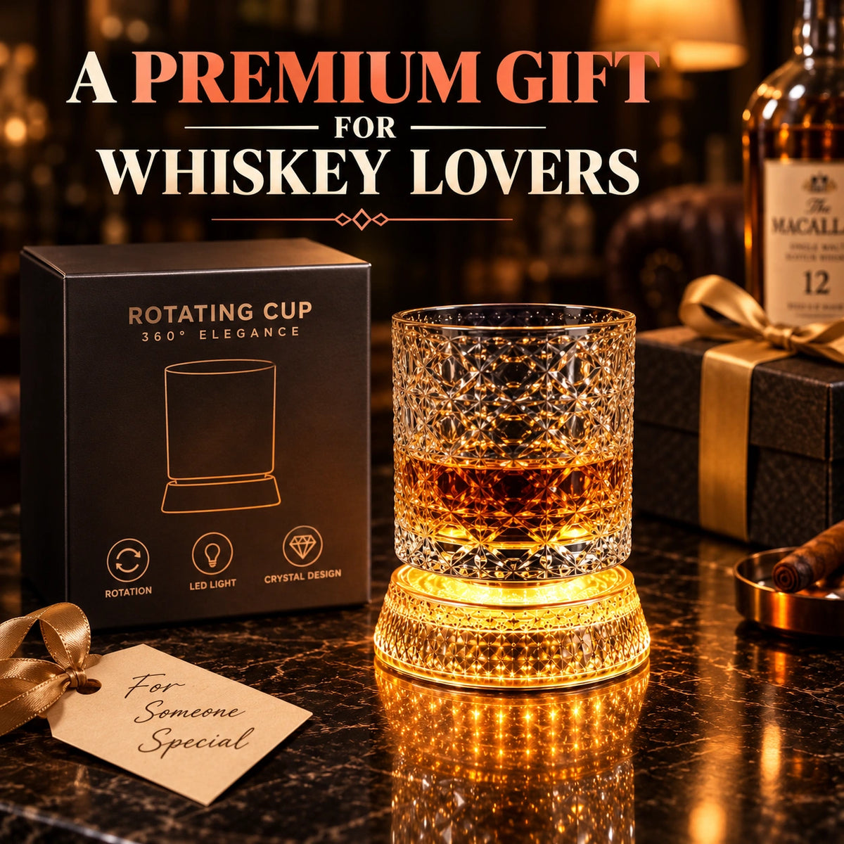 BarSpin™ LED Revolving Whisky Glass