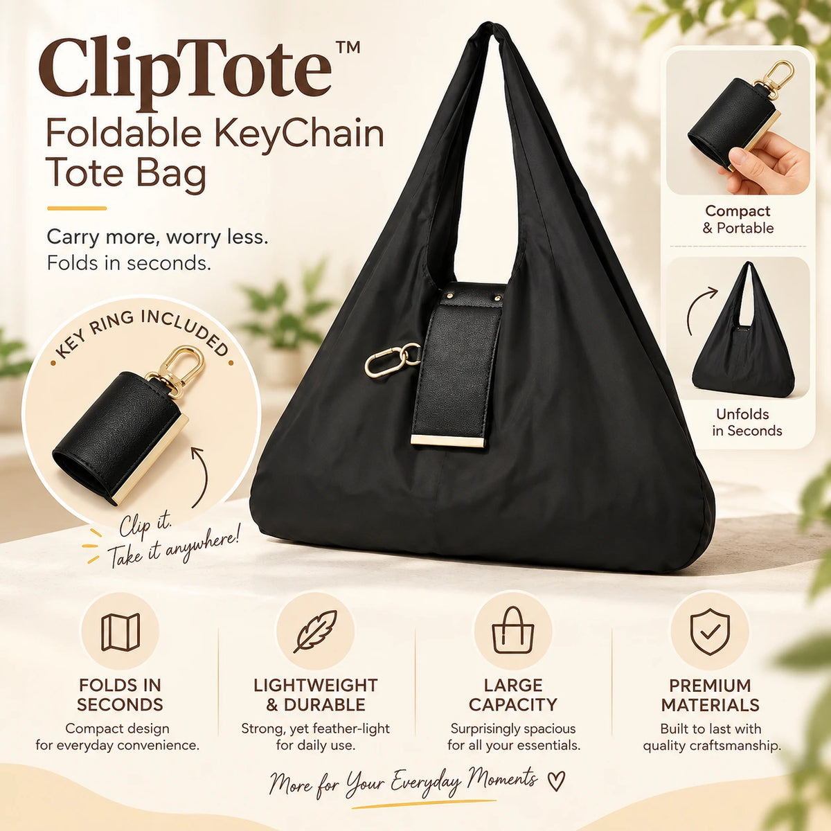 ClipTote™ Foldable KeyChain Tote Bag