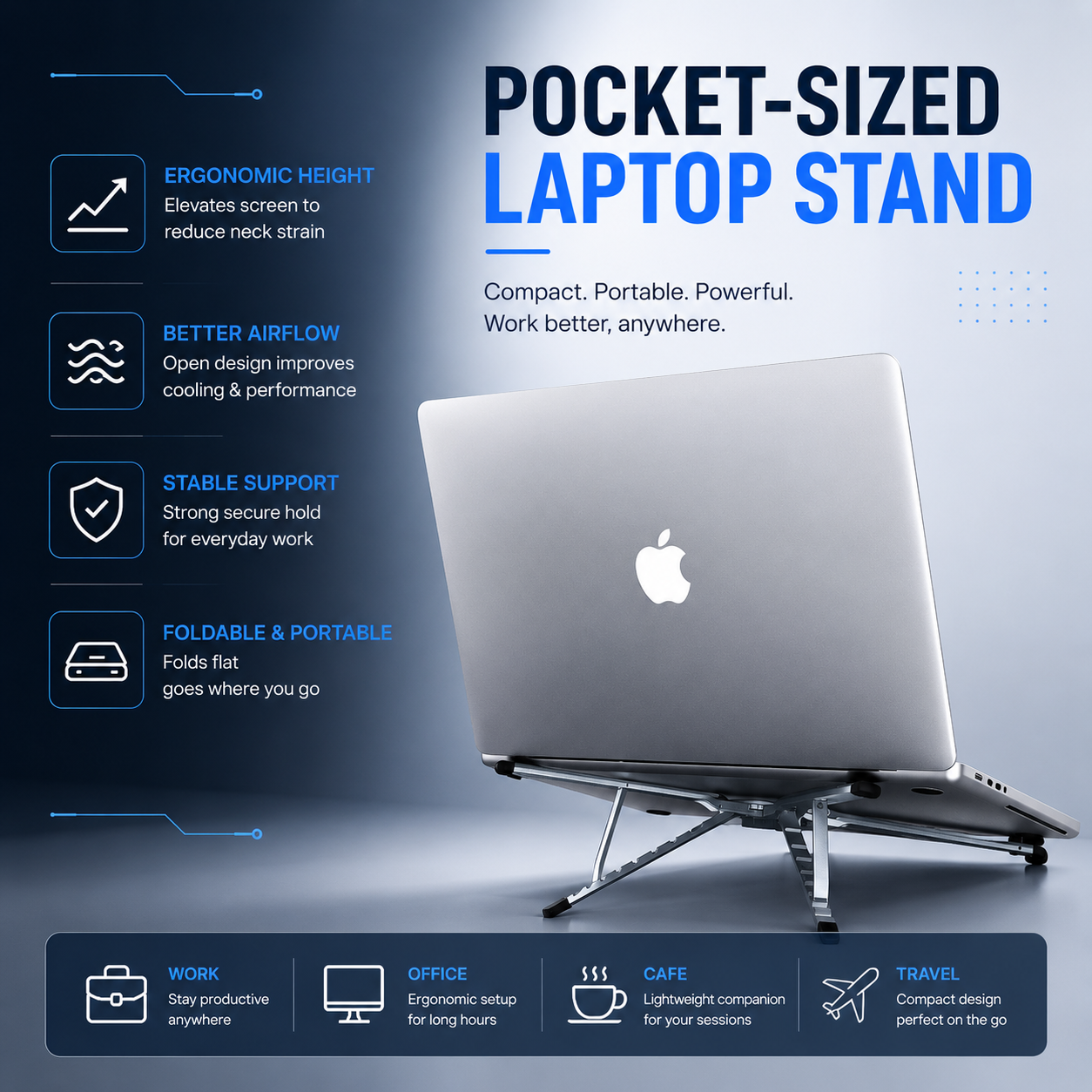 ElevatePro™ Magnetic Foldable Laptop/Mobile Stand
