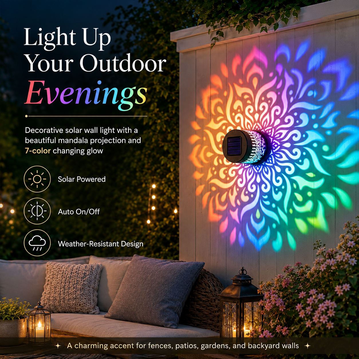 MandalaGlow™ Solar Projector Light