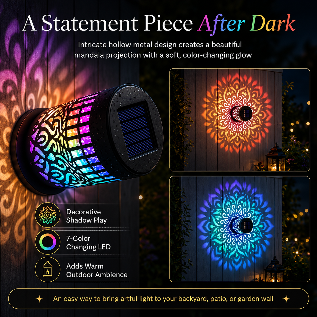 MandalaGlow™ Solar Projector Light