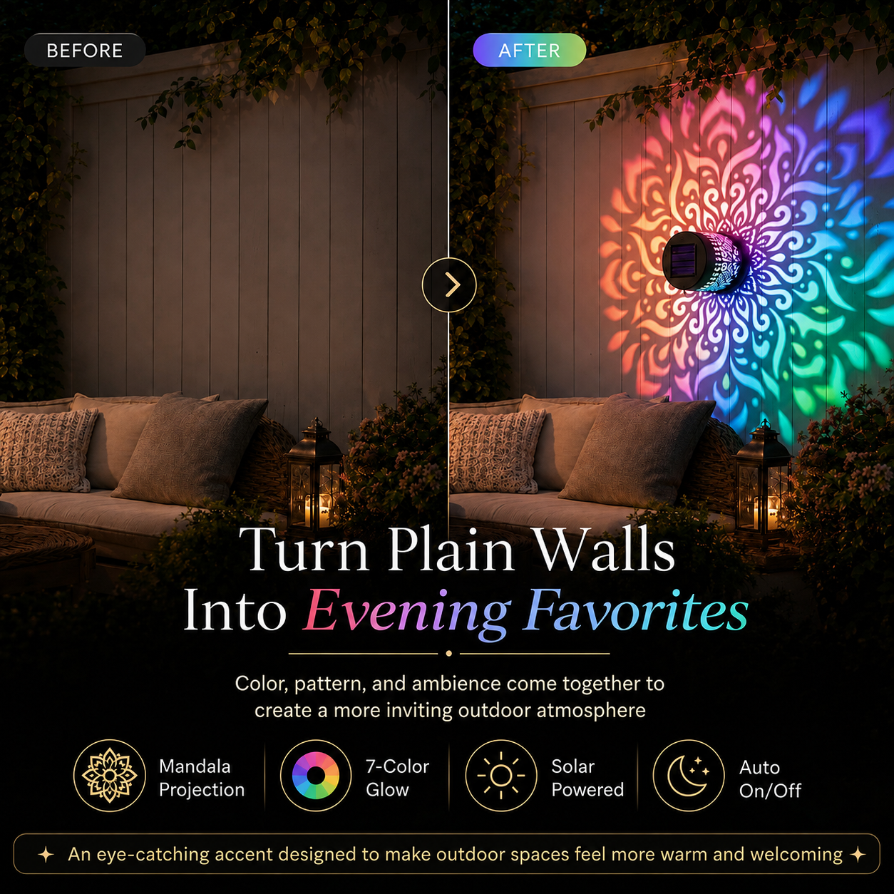 MandalaGlow™ Solar Projector Light